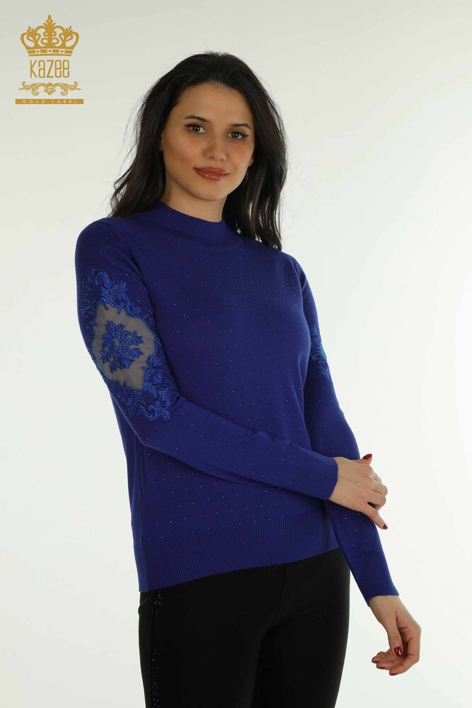 Großhandel Damen-Strickpullover - Bestickt - Saks - 30892 | KAZEE - 1