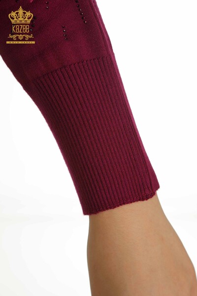 Großhandel Damen-Strickpullover - Tüll detailliert - Flieder - 15699 | KAZEE - 7