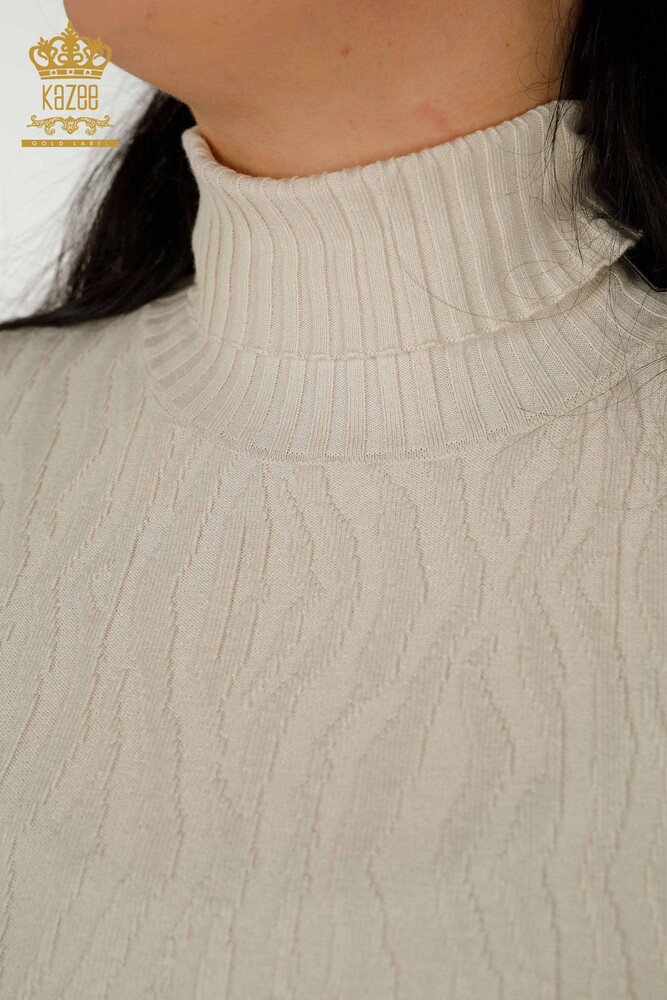 Großhandel für Damen-Strickpullover – Weberei – Beige – 30290 | KAZEE - 3