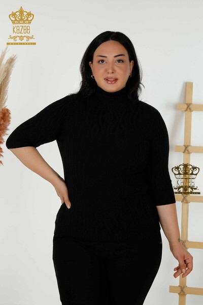 Großhandel für Damen Strickwaren Pullover - Weberei - Schwarz - 30290 | KAZEE 