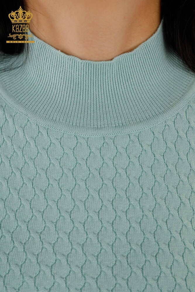 Großhandel Damen Strickpullover Amerikanisches Modell Basic Hellblau - 30119 | KAZEE - 3