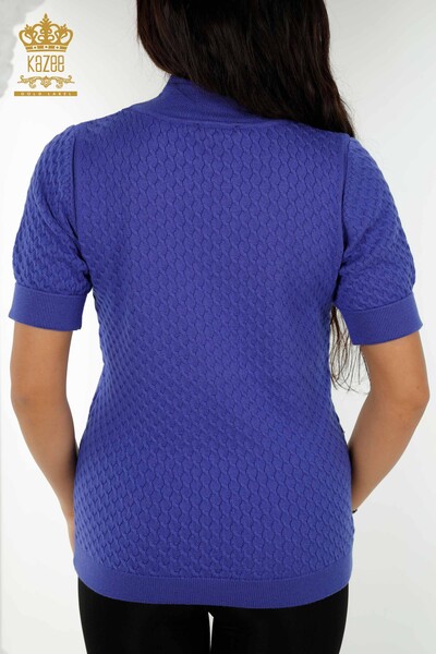 Großhandel Damen Strickpullover Amerikanisches Modell Basic Violett - 30119 | KAZEE - 6