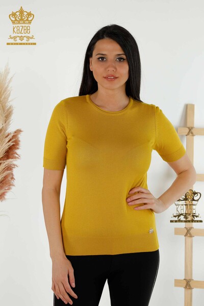 Großhandel Damen Strickpullover - Amerikanisches Modell - Saffron - 15943 | KAZEE 