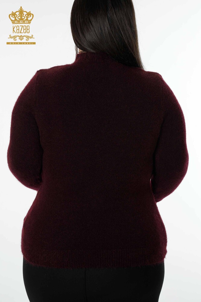 Großhandel Strickpullover für Damen - Basic - Angora - Pflaume - 18830 | KAZEE - 6