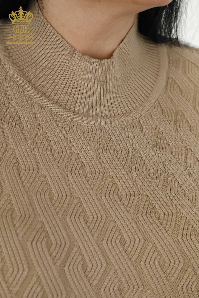 Großhandel Damen Strickpullover - Basic - Beige - 16181 | KAZEE - 4