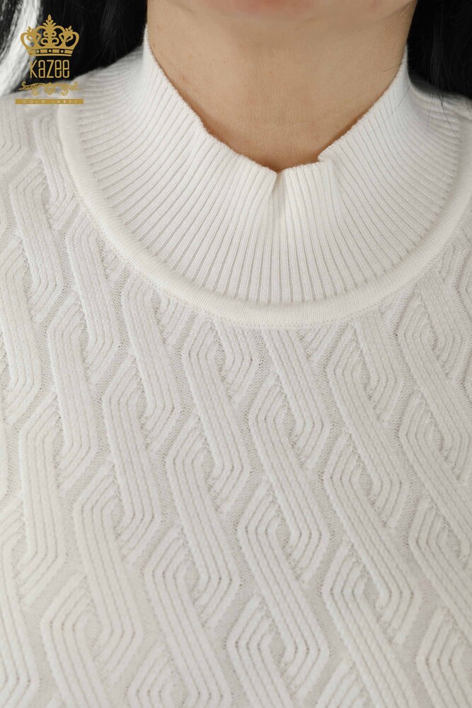 Großhandel Damen Strickpullover - Basic - Ecru - 16181 | KAZEE - 3