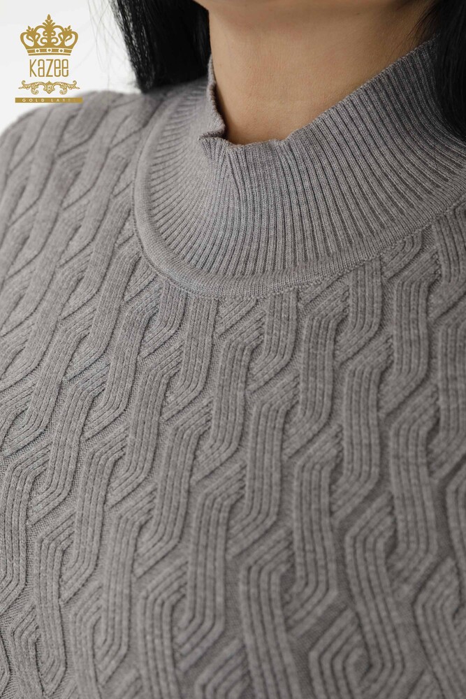 Großhandel Damen Strickpullover - Basic - Grau - 16181 | KAZEE - 4