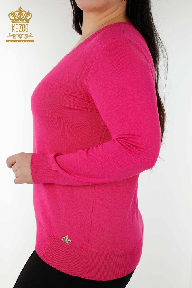 Großhandel Damen pullover Basic Logo Fuchsia - 30181 | KAZEE - 4