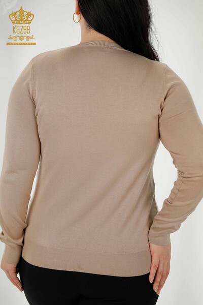 Großhandel Damen Strickpullover Basic Nerz mit Logo - 30181 | KAZEE - 5