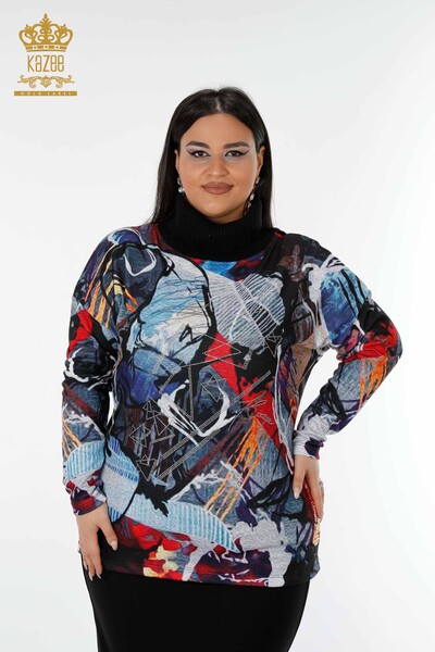 Großhandel Frauen Strickjacke mit Digitaldruck Muster-16914 / KAZEE - 1