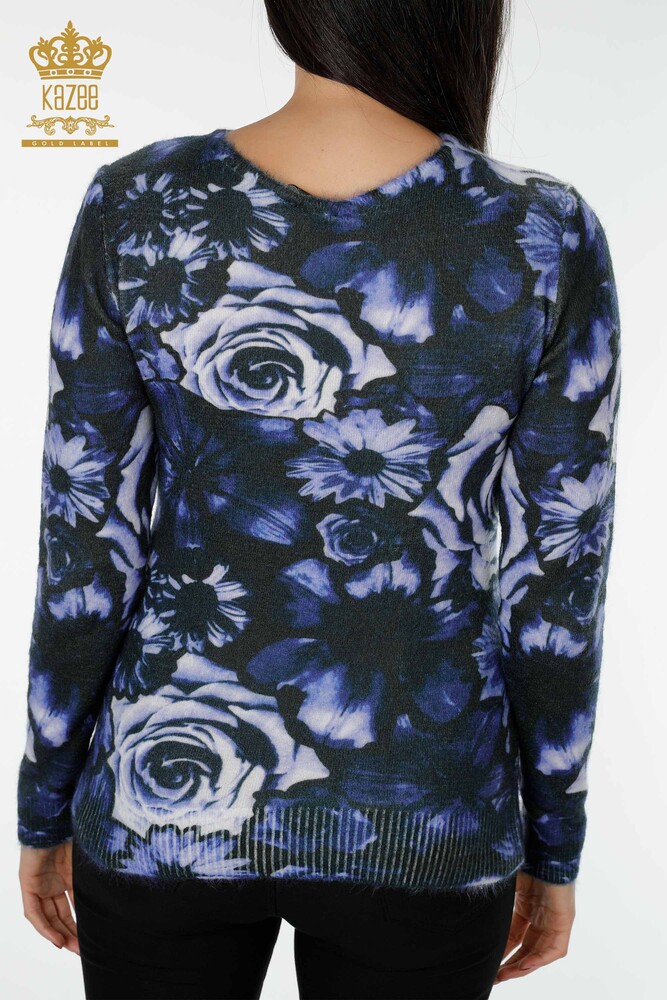 Großhandel Damen Strick Pullover Digital Print Navy - 18968 | KAZEE - 7