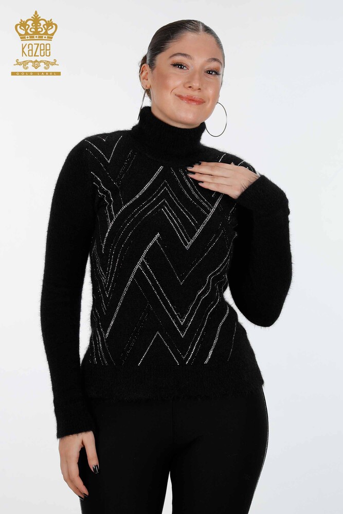 Großhandel Damen Strickpullover Linie Detaillierte Steinstickerei - 18908 | KAZEE - 1