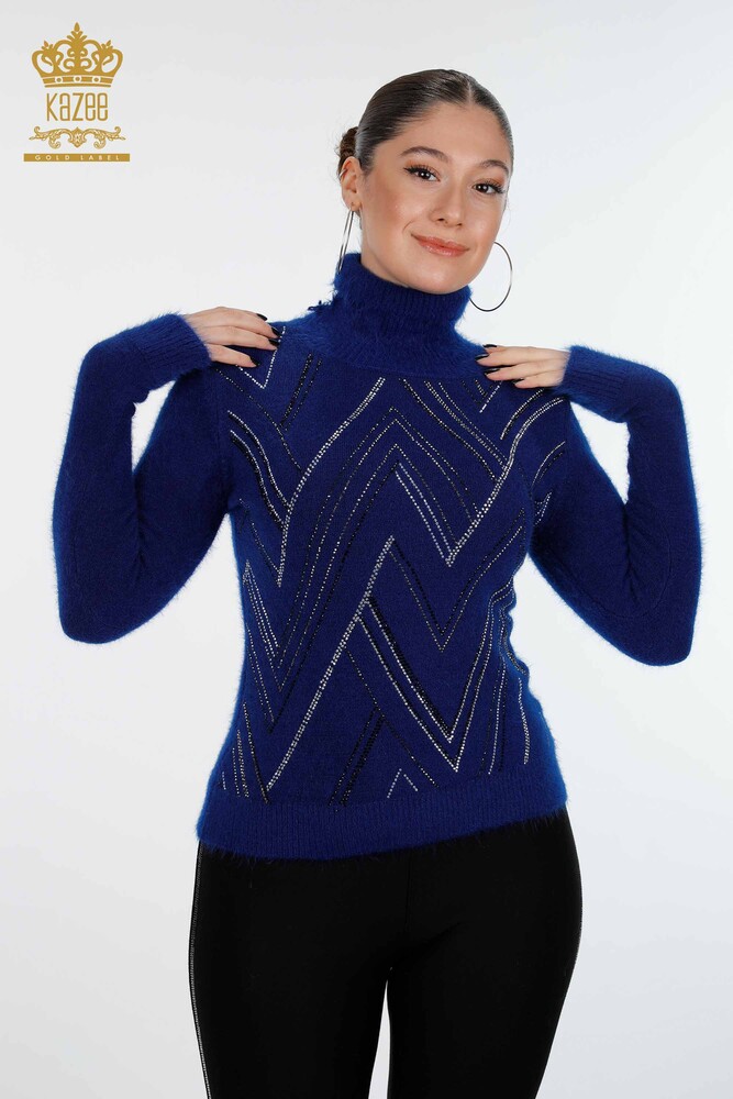 Großhandel Damen Strickpullover Linie Detaillierte Steinstickerei - 18908 | KAZEE - 14