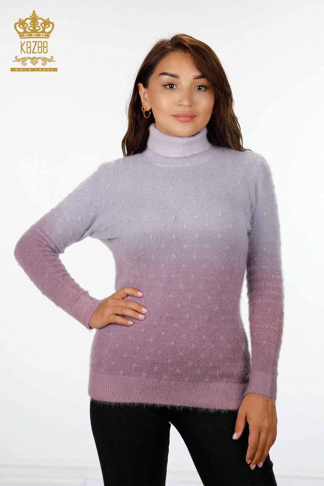 Großhandel Damen-Strickpullover Polka Dot Detaillierter Farbübergang - 18796 | KAZEE - 1