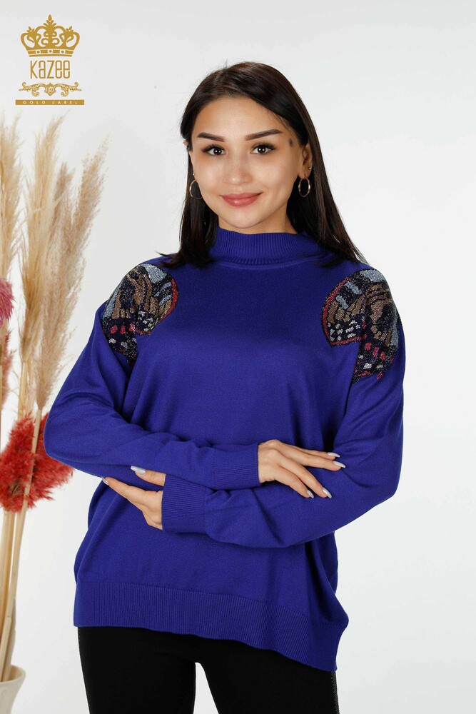 Großhandel Damen Strickpullover mit Schmetterling Muster Saks-30004 / KAZEE - 1