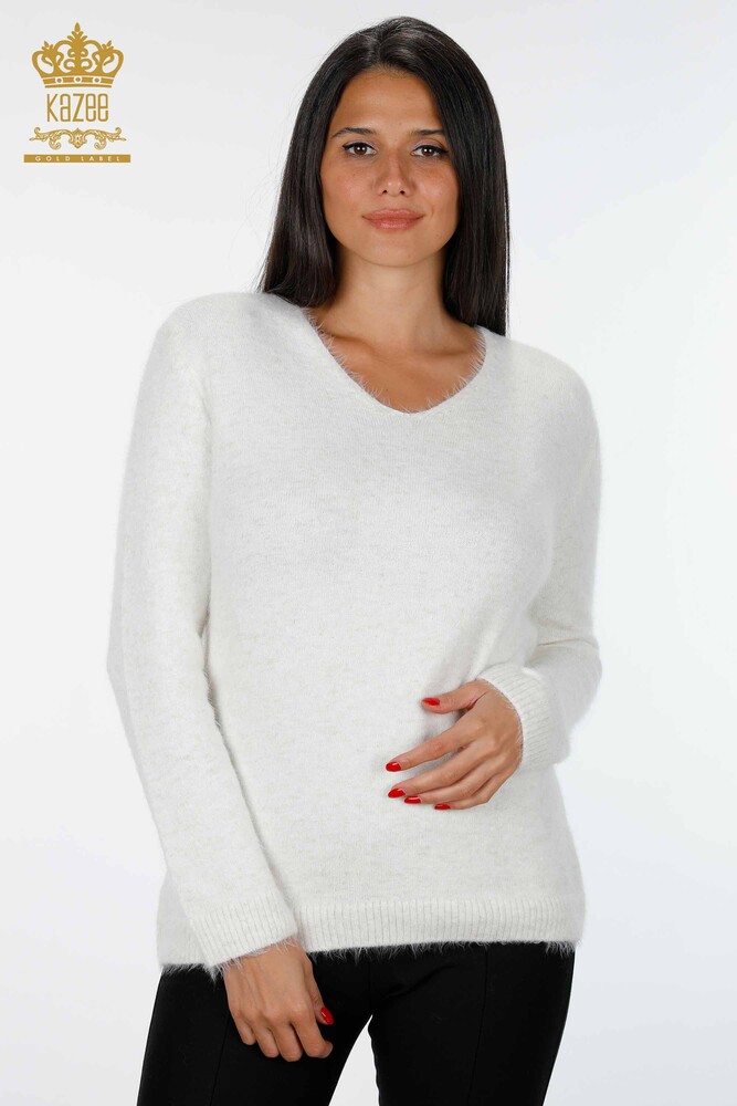 Großhandel Damen Strickpullover Glitzer V-Ausschnitt Langarm - 19081 | KAZEE - 5