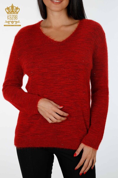 Großhandel Damen Strickpullover Glitzer V-Ausschnitt Langarm - 19081 | KAZEE - 10