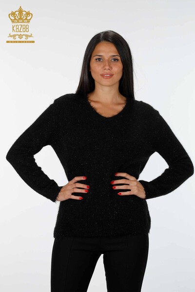 Großhandel Damen Strickpullover Glitzer V-Ausschnitt Langarm - 19081 | KAZEE - 13