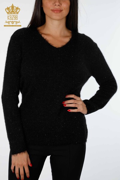 Großhandel Damen Strickpullover Glitzer V-Ausschnitt Langarm - 19081 | KAZEE - 14