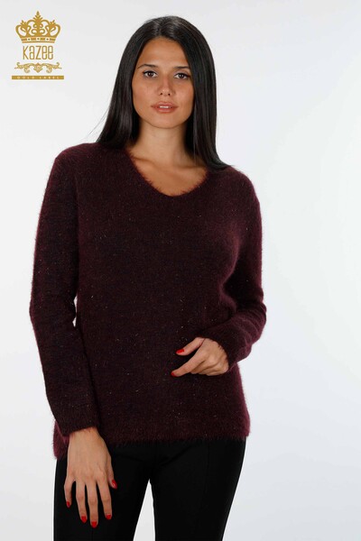 Großhandel Damen Strickpullover Glitzer V-Ausschnitt Langarm - 19081 | KAZEE - 17