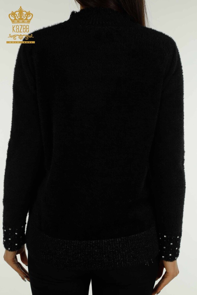 Großhandel Damen Strickwaren - Stein perlen - Angora - Schwarz - 30668 | KAZEE - 6