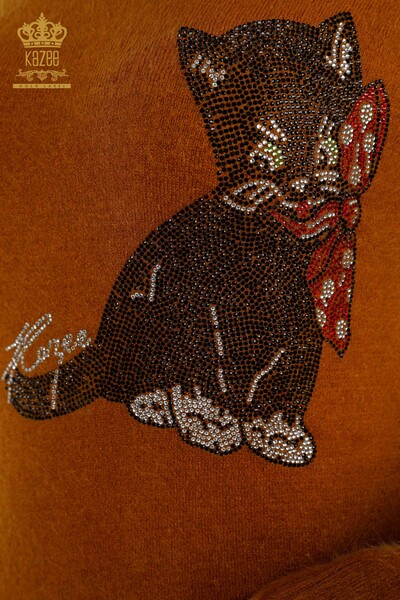 Großhandel für Damen-Stricktunika mit Katzenmuster, Kazee-Detail und Stein – 18882 | KAZEE - 28