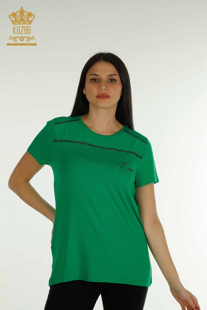 Großhandel Damen Bluse - Amerikanisches Modell - Grün - 78857 | KAZEE - 1