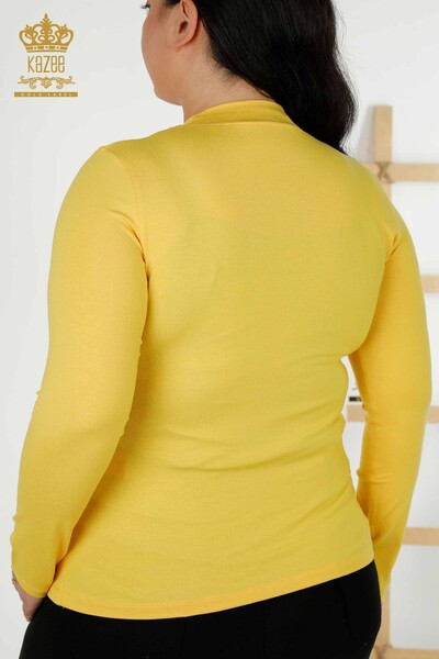 Großhandel Damen Bluse - Basic - Gelb - 79258 | KAZEE - Thumbnail