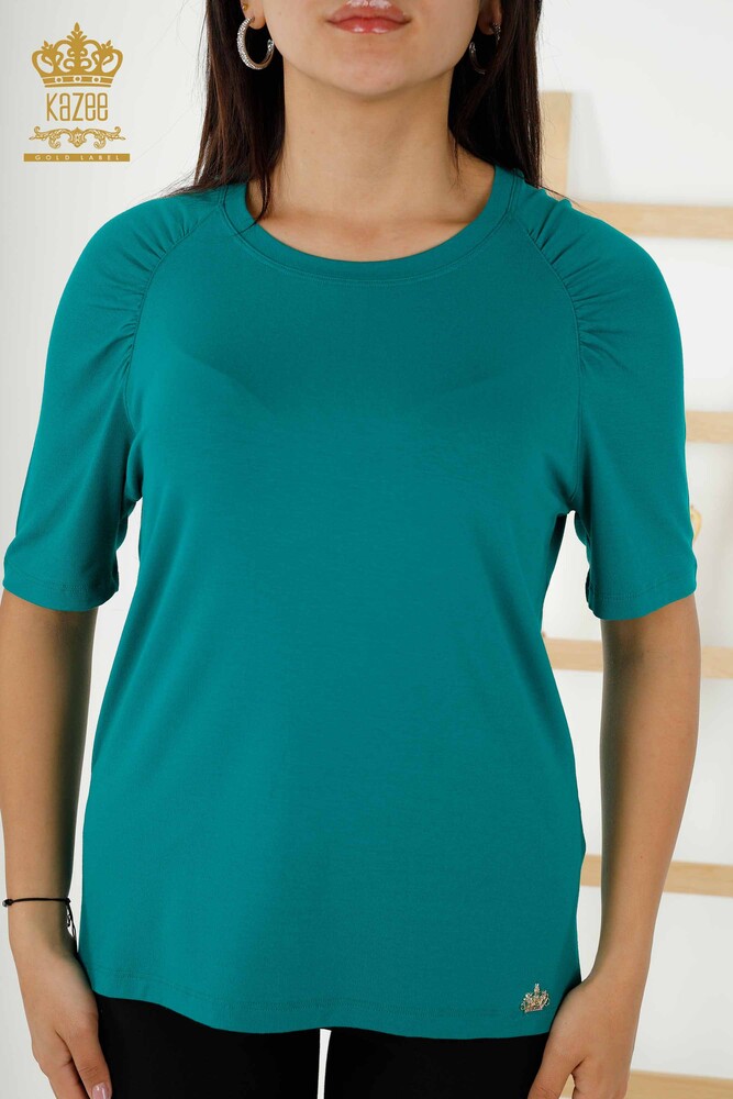 Großhandel Damenbluse Basic Grün - 79219 | KAZEE - 2