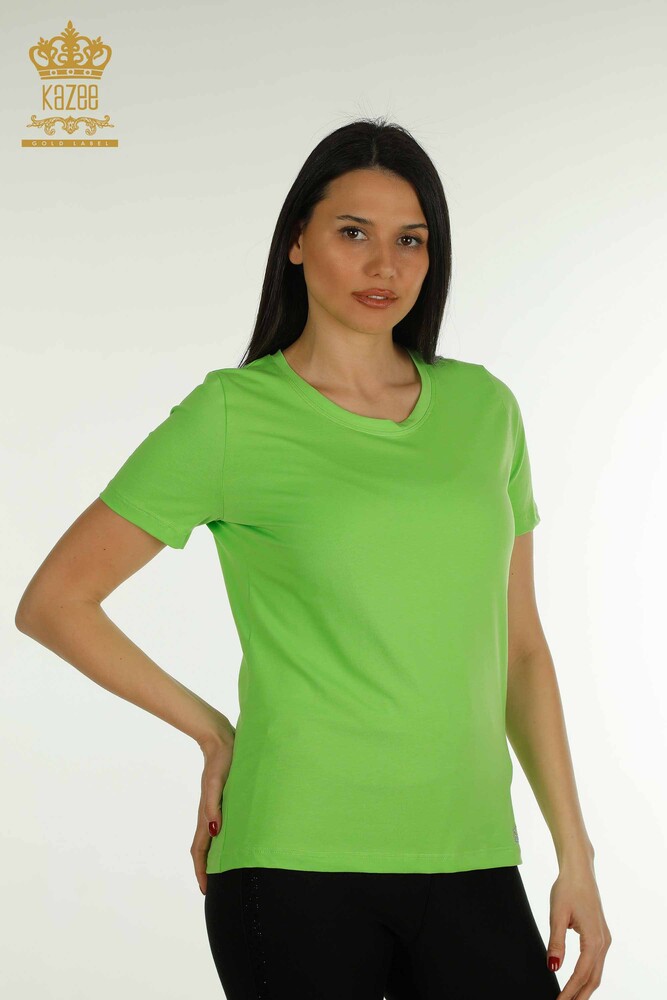 Großhandel Damen Bluse - Basic - Pistaziengrün - 79562 | KAZEE - 1