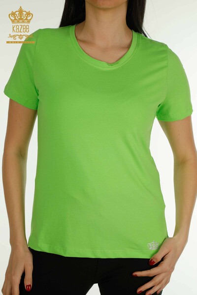 Großhandel Damen Bluse - Basic - Pistaziengrün - 79562 | KAZEE - 2