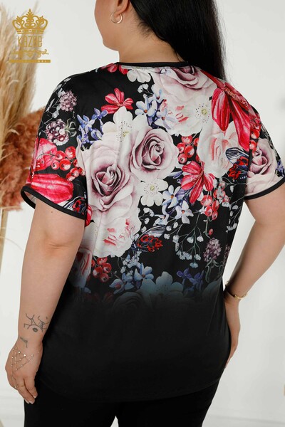 Großhandel Damen Bluse - Digitaldruck - Gemustert - 79202 | KAZEE - 8