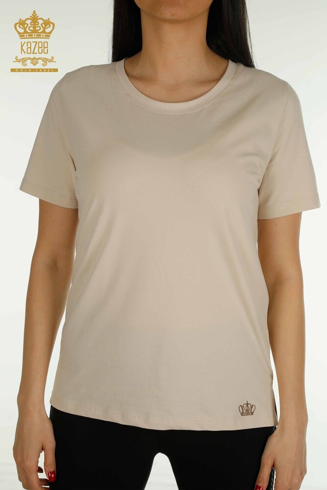 Großhandel Damen Bluse - Kurzarm - Hellbeige - 79563 | KAZEE - 2