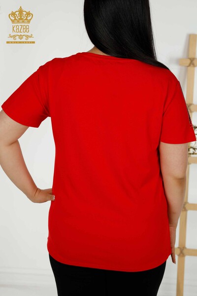 Großhandel Damen bluse - Libelle detailliert - Rot - 79370 | KAZEE - 7