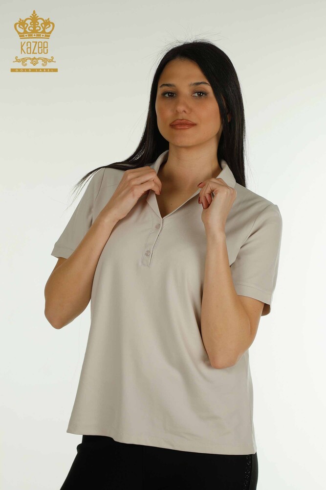 Großhandel Damen bluse - Rollkragen - Stein - 79503 | KAZEE - 1