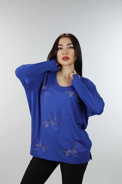 Großhandel Damen Bluse im - Schmetterling muster - Steinbestickt - 77840 | KAZEE - 2