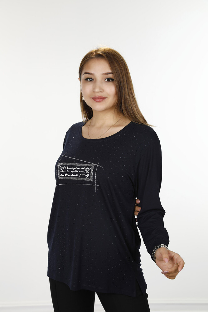 Großhandel Damen Bluse - Detaillierter Text - Kristall Steinbestickt - 77914 | KAZEE - 28