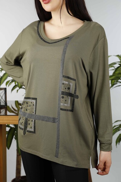 Großhandel Damen bluse im - Steinbestickt - Quadratisches Muster - 77931 | KAZEE - 4