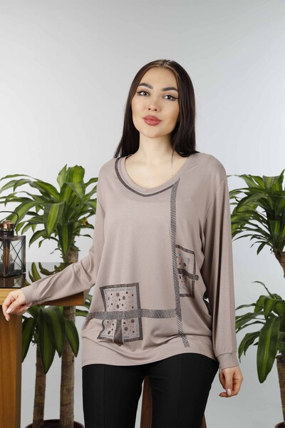 Großhandel Damen bluse im - Steinbestickt - Quadratisches Muster - 77931 | KAZEE - 18