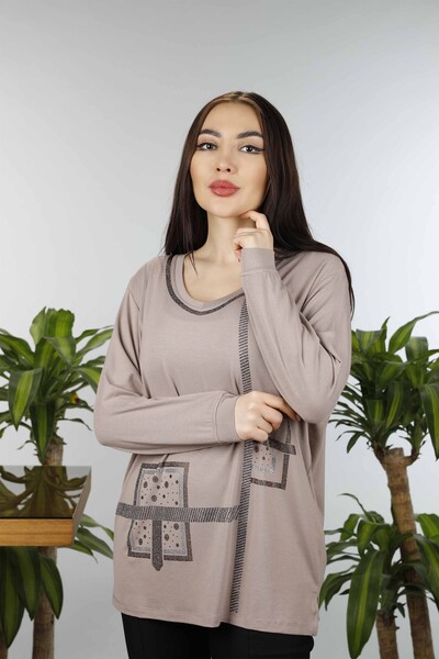 Großhandel Damen bluse im - Steinbestickt - Quadratisches Muster - 77931 | KAZEE - 19