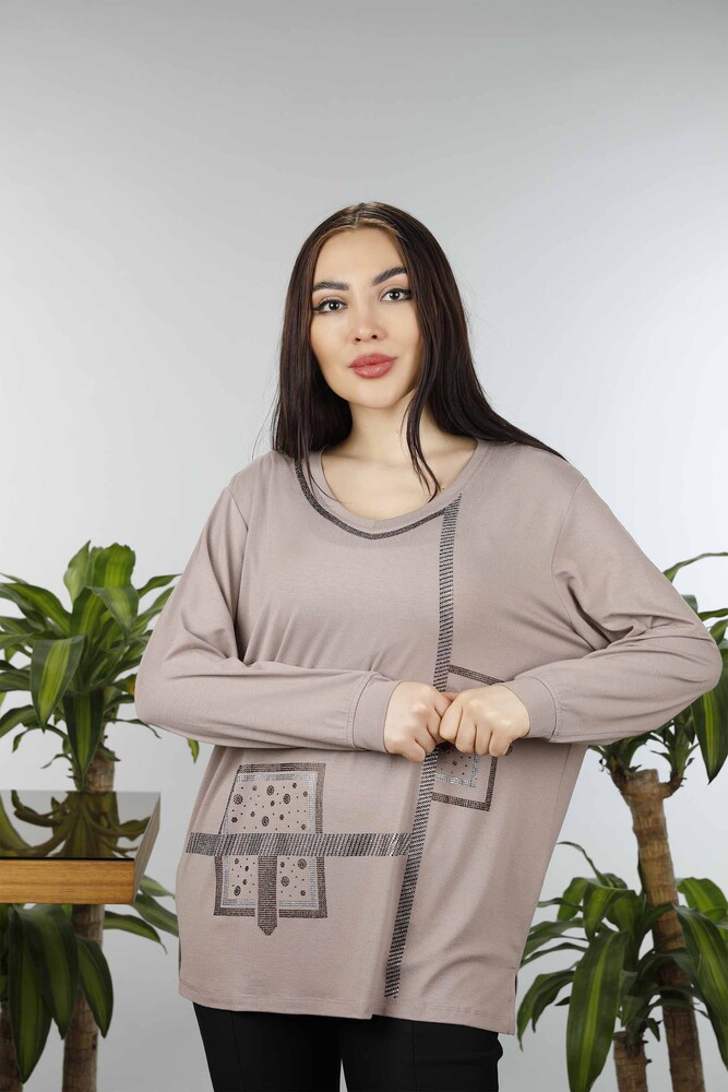 Großhandel Damen bluse im - Steinbestickt - Quadratisches Muster - 77931 | KAZEE - 20