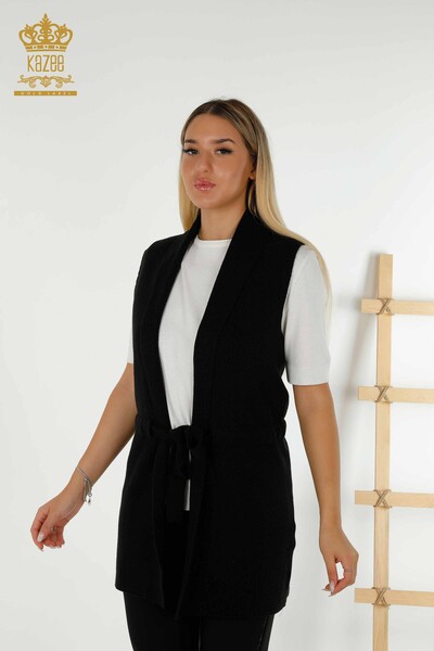 Großhandel Damen Weste - mit Kordel - Schwarz - 30410 | KAZEE 