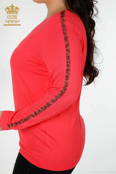 Großhandel Frauen Bluse mit Tiger Muster Coral-79050 / KAZEE - 5