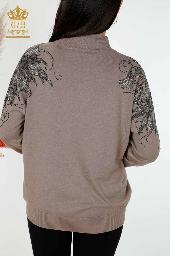 Großhandel Damen Pullover Schulter Blume Detail Nerz-16597 / KAZEE - 7