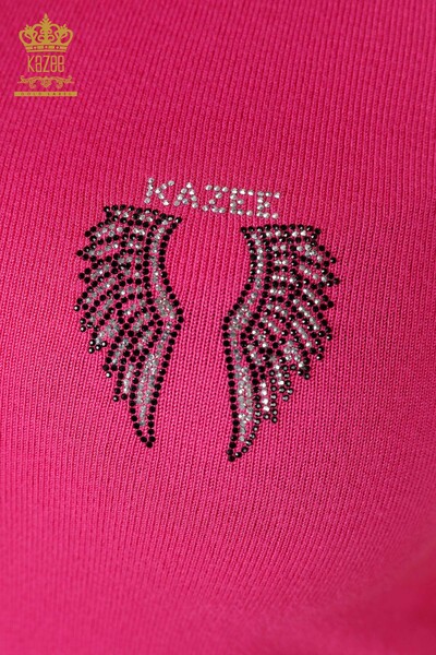 Großhandel Frauen Strickwaren Engel Flügel Muster ärmellose Fuchsia - 16921 / KAZEE - 3