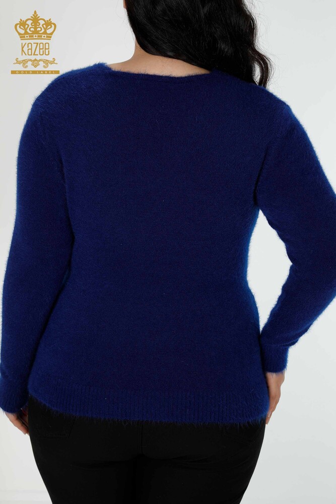 Großhandel Damen Pullover mit Angora Muster Dunkelblau - 16995 / KAZEE - 8