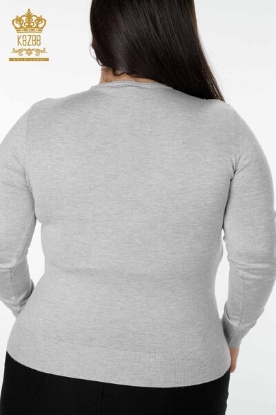 Großhandel Damen Pullover Basic Grau-15317 / KAZEE - 5