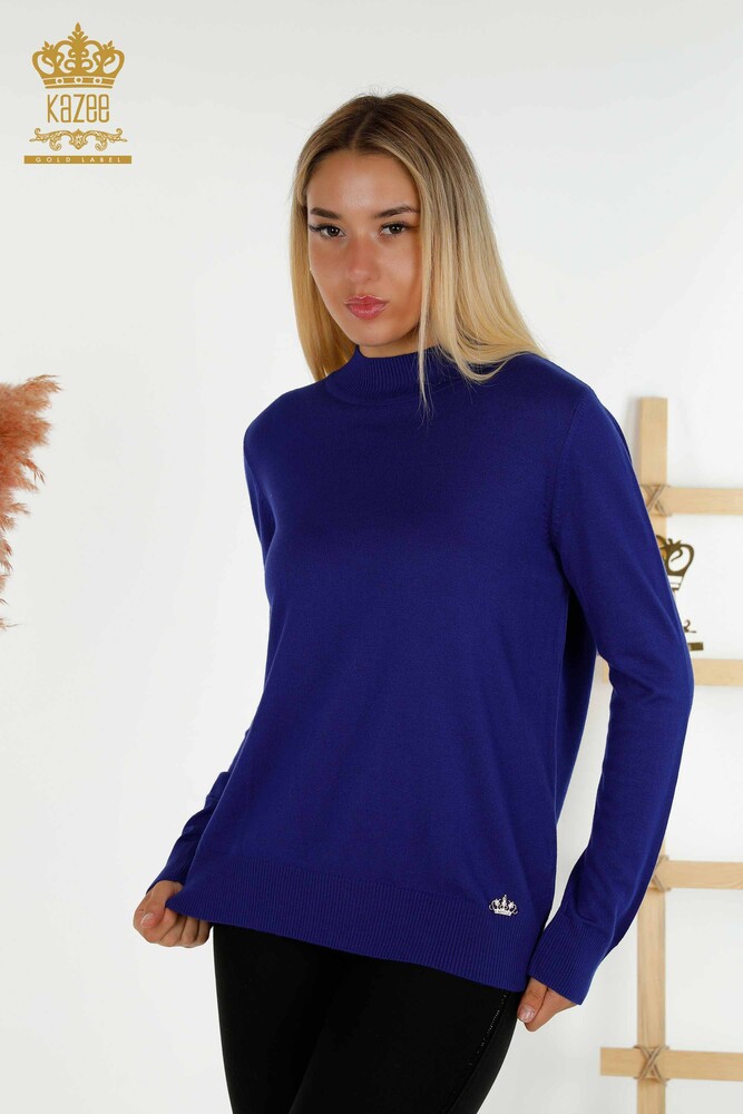 Großhandel Damen-Strickpullover mit geradem Kragen Basic Saks - 16663 | KAZEE - 1