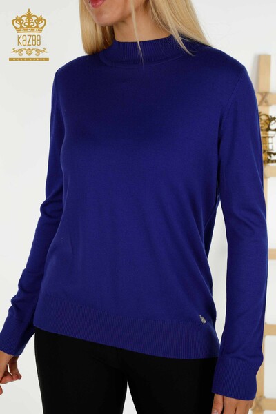 Großhandel Damen-Strickpullover mit geradem Kragen Basic Saks - 16663 | KAZEE - 2