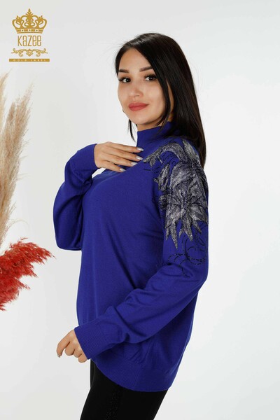 Großhandel Damen Pullover Schulter Blume detaillierte Saks-16597 / KAZEE - 2